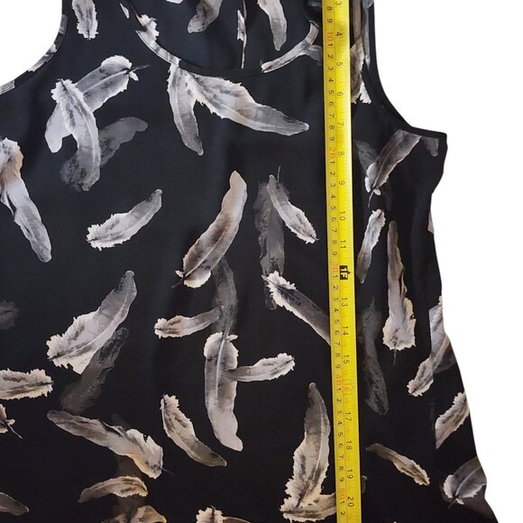 Express XS Feather Print Split Back Tank Top – Black & White Chiffon, Lightweigh - Picture 6 of 9